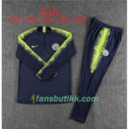 Manchester City Barn Trenings Collegegenser Set Mørkeblå Grønn 2018-2019